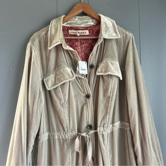 🎉NWT Free People velvet Bella Donna Duster jacket cream XL ivory missing ties - Picture 7 of 13